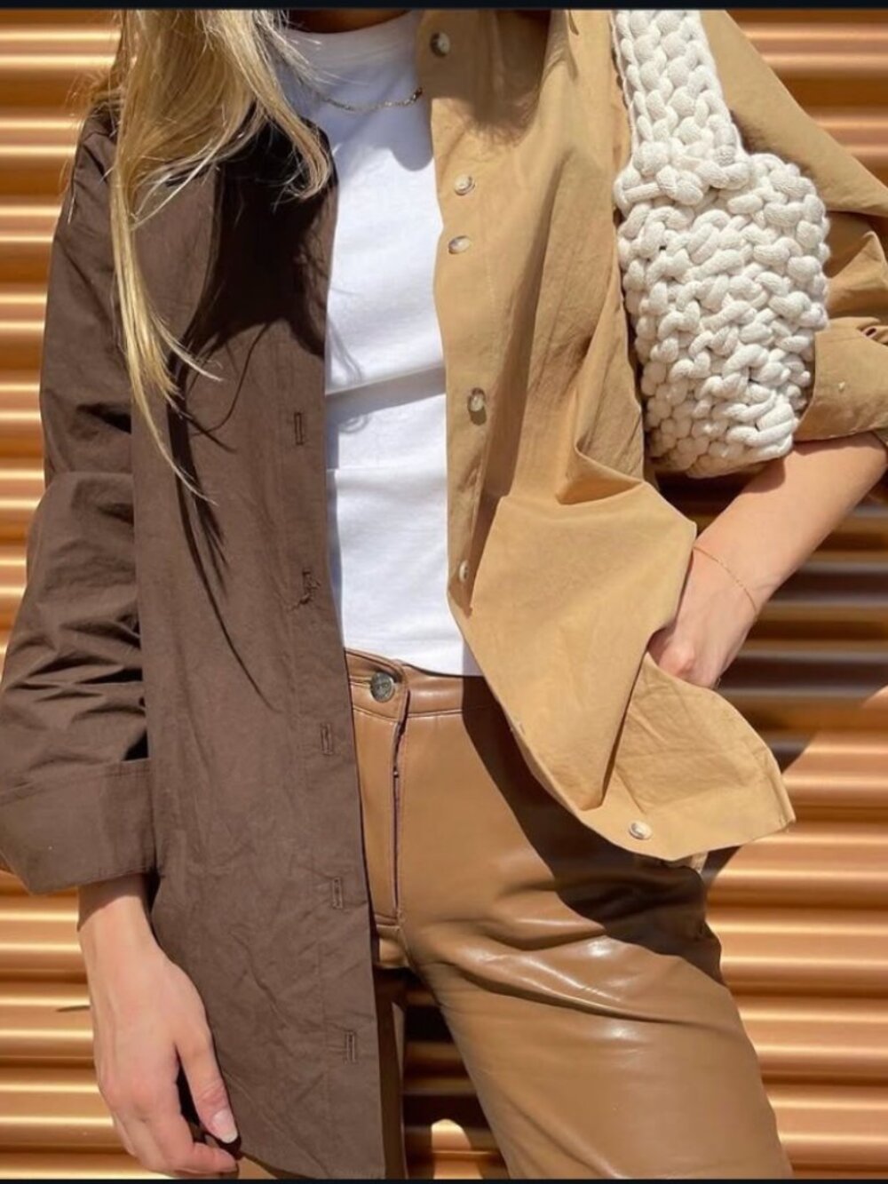DONNI duo pop button down Camel/Brown XS - Picture 5 of 8
